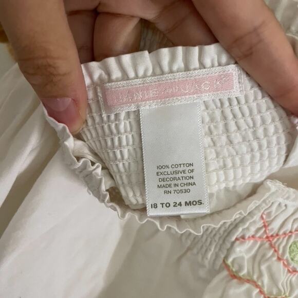 Janie and Jack Dress Girls 18 to 24 Months White Pink Sundress 100% Cotton - Picture 4 of 4